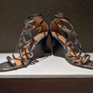 Badgley Mischka Mora Snake- Embossed Wedge Sandals